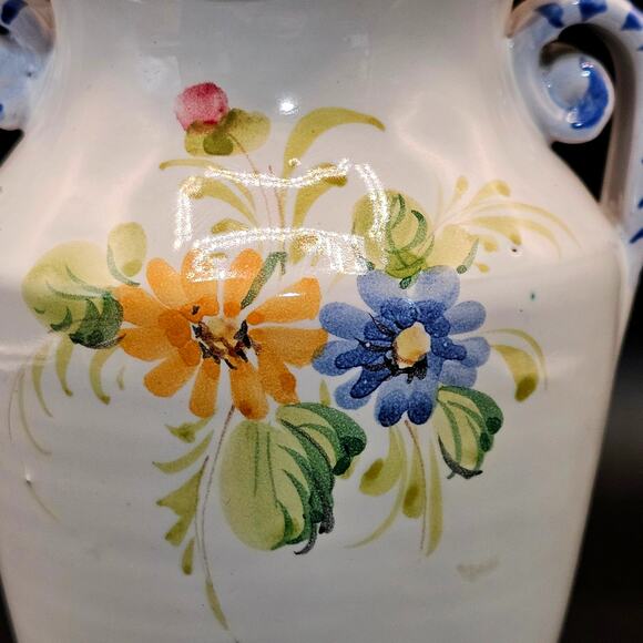 Vintage Italian Majolica Earthenware Vase - Hand Painted & Numbered Italy 7" - Picture 4 of 10